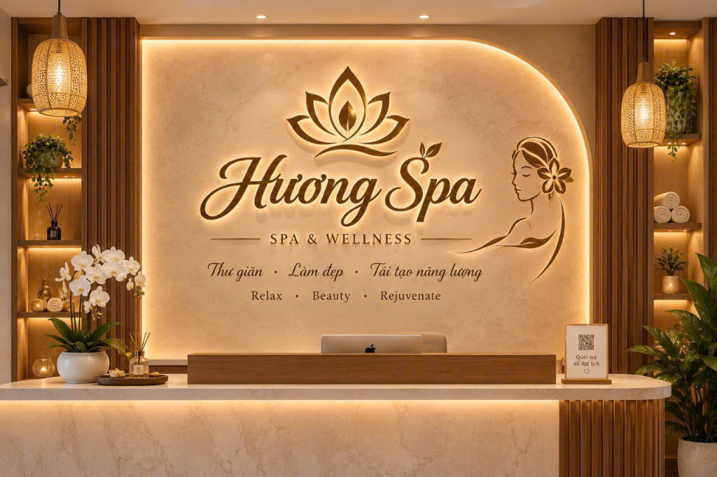 Không gian sảnh tiếp đón Hương Spa